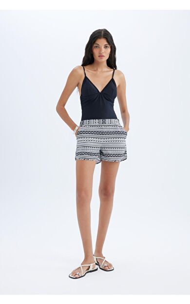 DeFacto Fall in Love Regular Fit Etnik Desenli Deniz Şortu