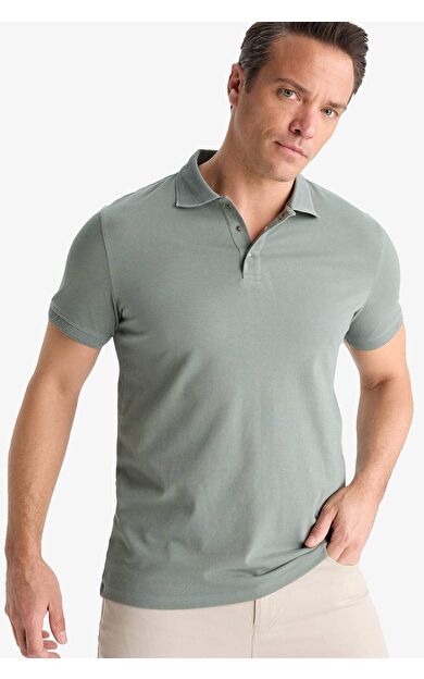 DeFacto Slim Fit Dar Kesim Kısa Kollu Basic Düz Polo Tişört T5259AZ25SMGN1153
