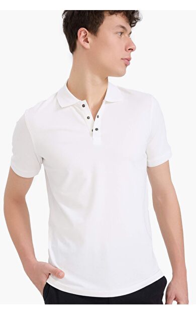 DeFacto Slim Fit Dar Kesim Kısa Kollu Basic Düz Polo Tişört T5259AZ25SMWT32