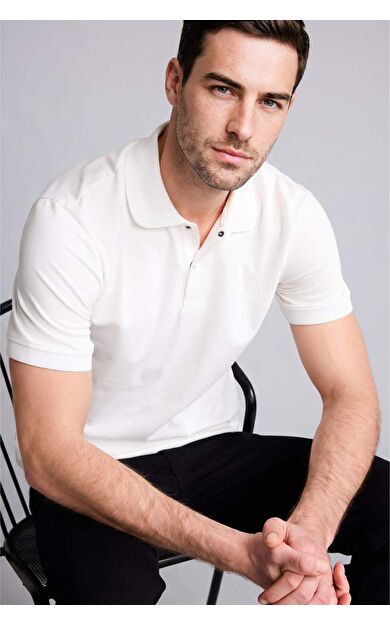 DeFacto Slım Fıt Polo Yaka Pike Kısa Kollu Polo Tişört
