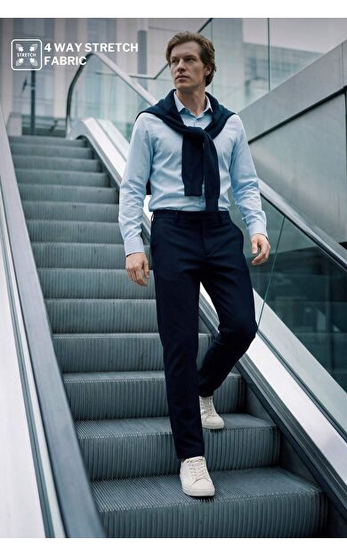 Tailored Fit Düz Paça Pantolon