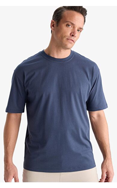 DeFacto Oversize Geniş Kalıp Bisiklet Yaka Basic Düz Kısa Kollu %100 Pamuk Tişört T7037AZ25SMIN37