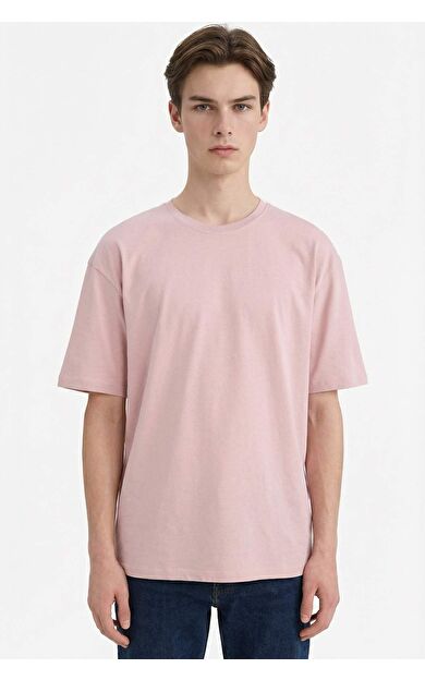 DeFacto Oversize Geniş Kalıp Bisiklet Yaka Basic Düz Kısa Kollu %100 Pamuk Tişört T7037AZ25SMPR347