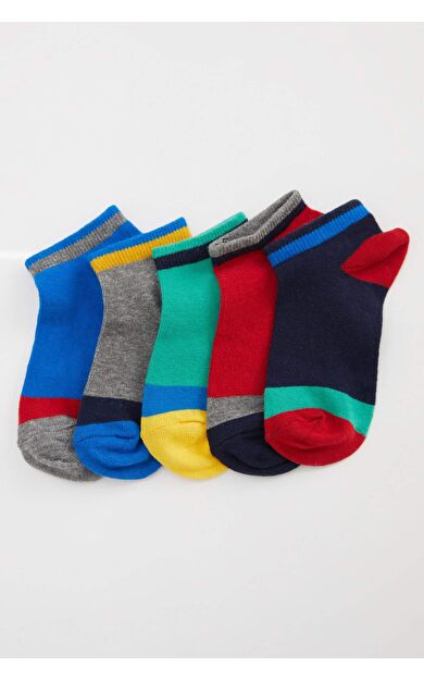 DeFacto Erkek Çocuk Desenli Pamuklu 5'li Kısa Çorap