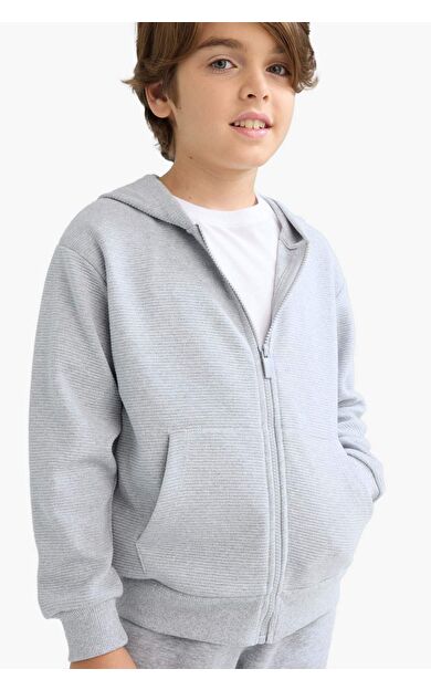 DeFacto Erkek Çocuk Kapüşonlu Fermuarlı Sweatshirt T7468A625AUGR377
