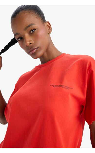 DeFactoFit Oversize Geniş Kalıp Bisiklet Yaka Sporcu Kısa Kollu Tişört T7793AZ25SPRD298