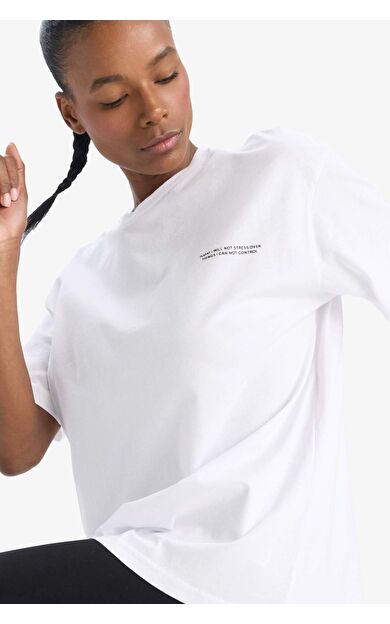 DeFactoFit Oversize Geniş Kalıp Bisiklet Yaka Sporcu Kısa Kollu Tişört T7793AZ25SPWT79