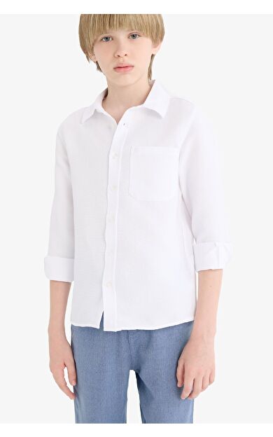 DeFacto Erkek Çocuk Polo Yaka Oxford Uzun Kollu Gömlek T8854A625AUWT34