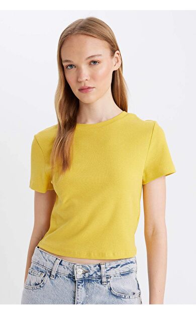 DeFacto DeFactoFit Coool Fitted Ribana Kısa Kollu Tişört T9631AZ24AUYL203