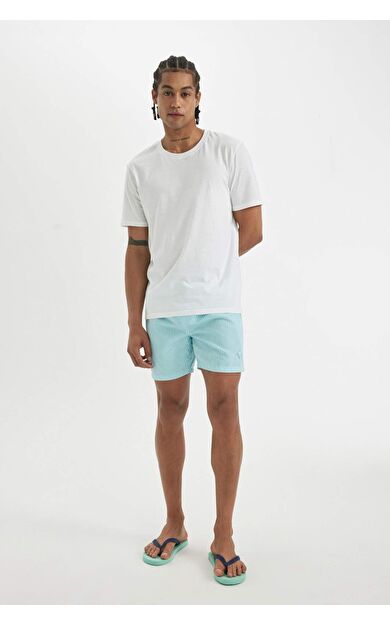 DeFactoFit Çizgili File Astarlı Kısa Boy Deniz Şortu U0024AZ24HSTR481