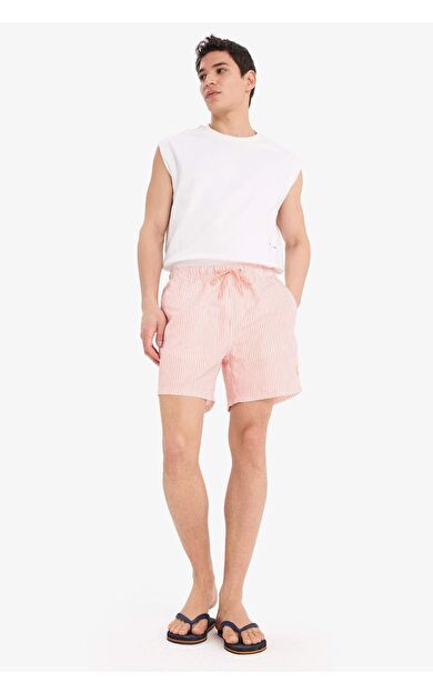 DeFacto Çizgili File Astarlı Kısa Boy Deniz Şortu U0024AZ25HSOG99