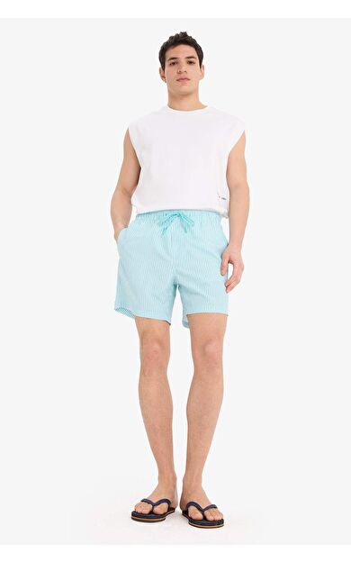 DeFacto Çizgili File Astarlı Kısa Boy Deniz Şortu U0024AZ25HSTR481