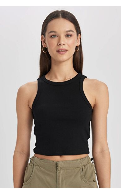 DeFacto Fitted Halter Yaka Fitilli Kaşkorse Atlet U0357AZ24SMBK81