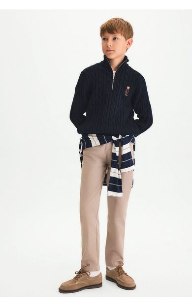 DeFacto Regular Fit Ayarlanabilir Bel Düz Paça Gabardın Pantolon Bej