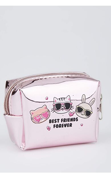 Kadın Sevimli Kedi Baskılı Fermuarlı Bozuk Para Cüzdanı