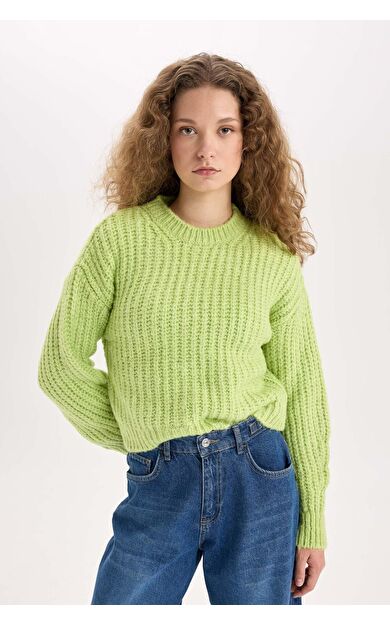 DeFacto Coool Oversize Fit Geniş Kalıp Bisiklet Yaka Triko Kazak V1811AZNSGN597