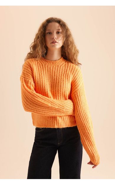 DeFacto Coool Oversize Fit Geniş Kalıp Bisiklet Yaka Triko Kazak V1811AZNSOG162