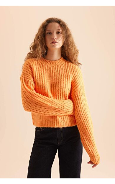 Coool Oversize Fit Geniş Kalıp Bisiklet Yaka Triko Kazak V1811AZNSOG162