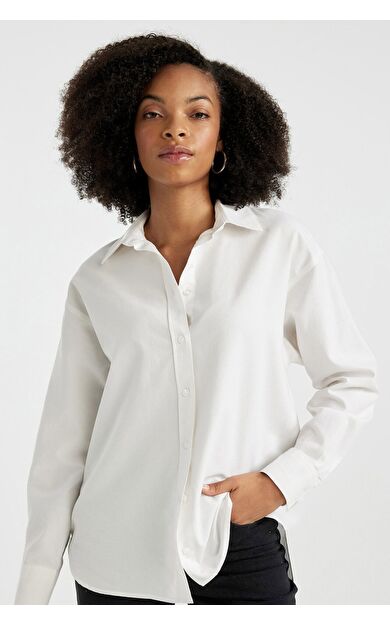 DeFacto Oversize Fit Gömlek Yaka Oxford Uzun Kollu Gömlek