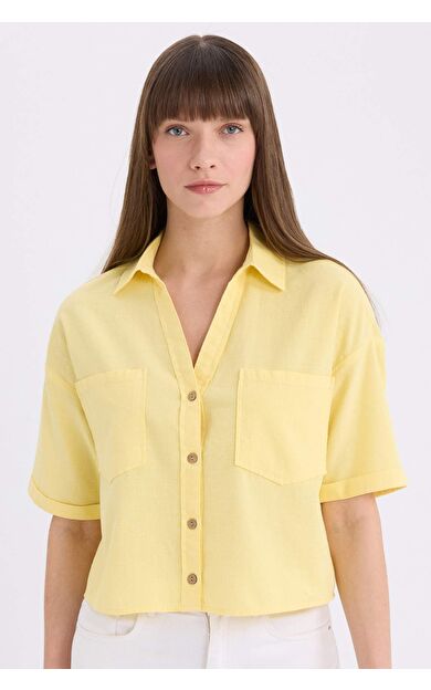 DeFacto Boxy Fit Basic Düz Kısa Kollu Gömlek V2523AZ25SPYL118