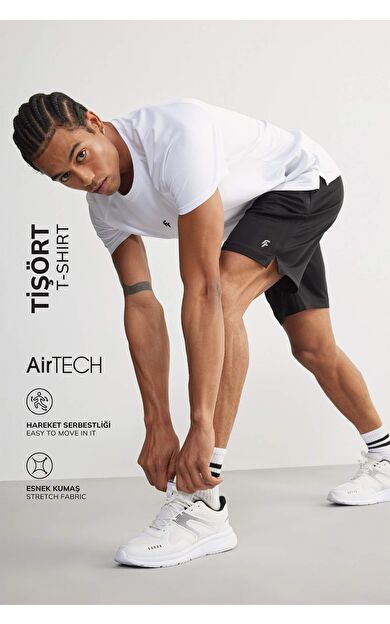 DeFactoFit Slim Fit Dar Kesim Bisiklet Yaka Baskılı Sporcu Kısa Kollu Tişört V2887AZ25SPWT34