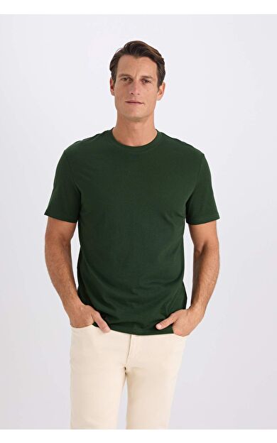 DeFacto New Regular Fit Bisiklet Yaka Basic Düz Kısa Kollu Tişört V7699AZ25SPGN1192