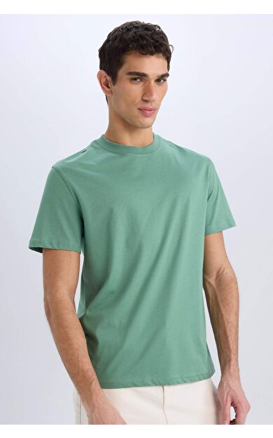 DeFacto New Regular Fit Bisiklet Yaka Basic Düz Kısa Kollu Tişört V7699AZ25SPGN759