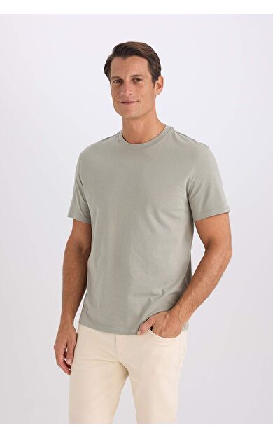 DeFacto New Regular Fit Bisiklet Yaka Basic Düz Kısa Kollu Tişört V7699AZ25SPGR321
