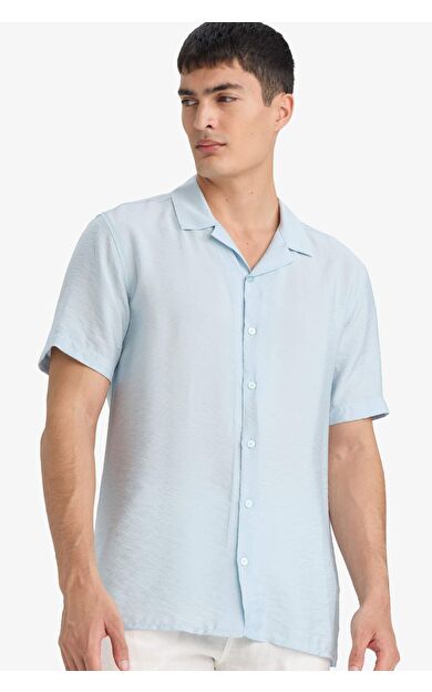 DeFacto Modern Fit Yazlık Polo Yaka Basic Düz Kısa Kollu Gömlek V8406AZ25SMBE215