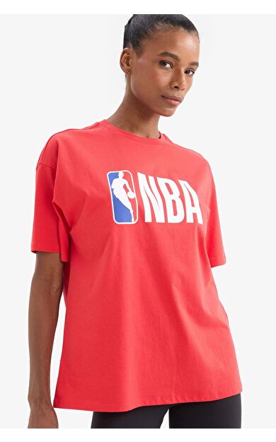 DeFactoFit NBA Wordmark Oversize Geniş Kalıp Bisiklet Yaka Kısa Kollu Tişört V9082AZ25SPRD298