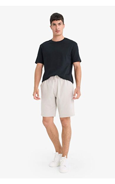 DeFacto Slim Fit Dar Kesim Cepli Pamuklu Basic Düz Bermuda Şort