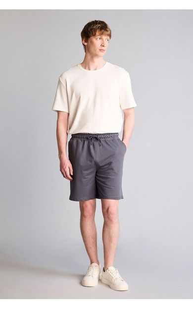 DeFacto Regular Fıt Sweatshirt Kumaşı Şort Antrasit