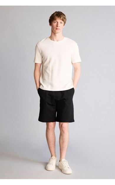 DeFacto Regular Fıt Sweatshirt Kumaşı Şort Siyah