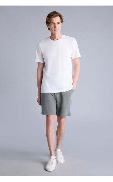 DeFacto Regular Fıt Sweatshirt Kumaşı Şort Haki