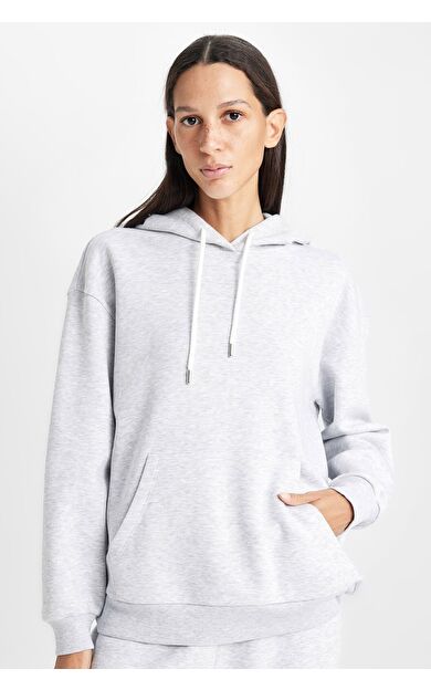 DeFacto Relax Fit Kapüşonlu Kalın Sweatshirt W1240AZ24WNGR93