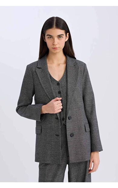 Oversize Geniş Kalıp Düğmeli Blazer Ceket