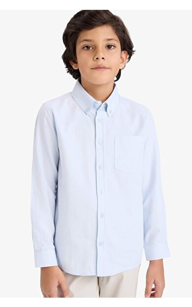 Erkek Çocuk Regular Fit Polo Yaka Oxford Uzun Kollu Gömlek