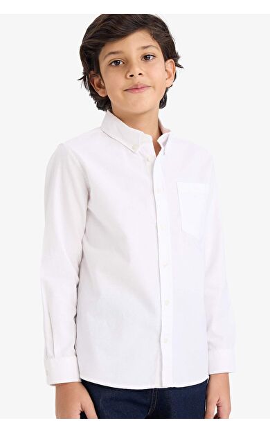 Erkek Çocuk Regular Fit Polo Yaka Oxford Uzun Kollu Gömlek