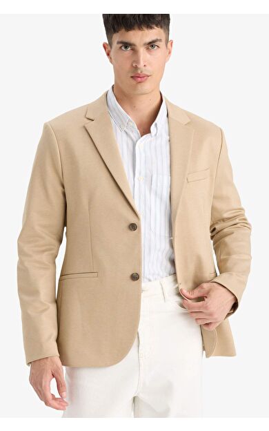 Slim Fit Dar Kesim Astarlı Blazer Ceket