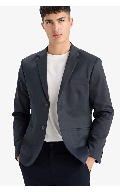 Slim Fit Dar Kesim Astarlı Blazer Ceket
