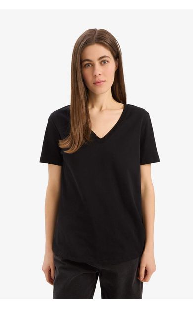 DeFacto Regular Fit V Yaka Basic Düz Penye Kısa Kollu Tişört W9578AZ25SPBK81