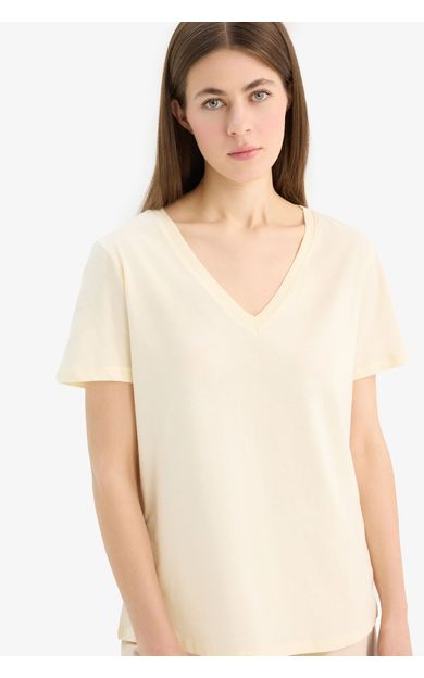 DeFacto Regular Fit V Yaka Basic Düz Penye Kısa Kollu Tişört W9578AZ25SPYL504