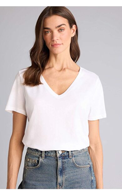 DeFacto Regular Fıt V Yaka Basıc Düz Penye Kısa Kollu Tişört