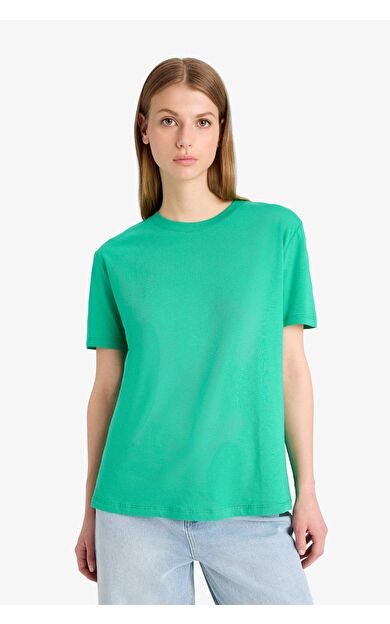 DeFacto Regular Fit Bisiklet Yaka Basic Düz Penye Kısa Kollu Tişört W9584AZ25SPGN690