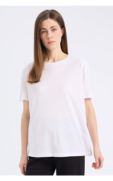 DeFacto Regular Fit Bisiklet Yaka Basic Düz Penye Kısa Kollu Tişört W9584AZ25SPWT34