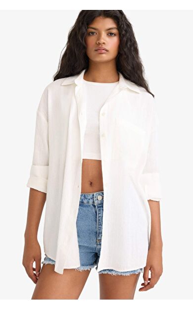 DeFacto Oversize Geniş Kalıp Uzun Kollu Gömlek X2232AZ25AUWT32