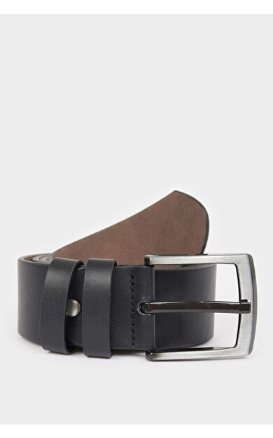 Erkek Dikdörtgen Toka Suni Deri Jean Kemeri X3808AZNSBK23