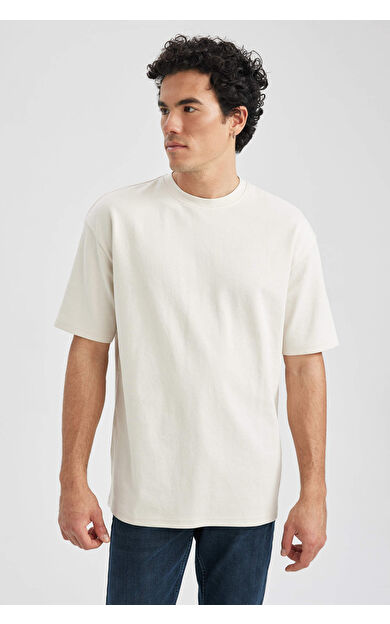 DeFacto Oversize Fit Bisiklet Yaka Basic Kısa Kollu Pamuklu Premium Tişört
