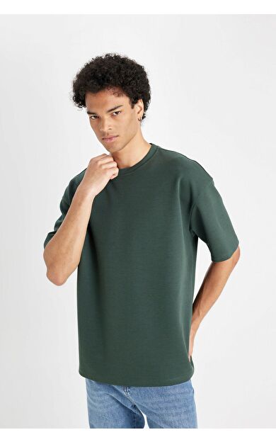 DeFacto DeFactoFit Oversize Fit Bisiklet Yaka Ağır Kumaş Kısa Kollu Tişört X3926AZ24AUKH225