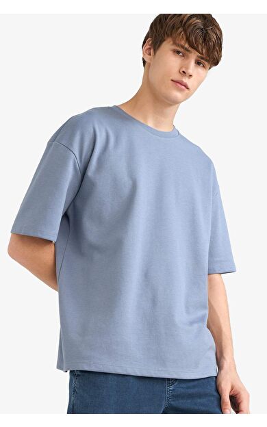 Oversize Geniş Kalıp Bisiklet Yaka Kısa Kollu Tişört X3926AZ25AUGR171